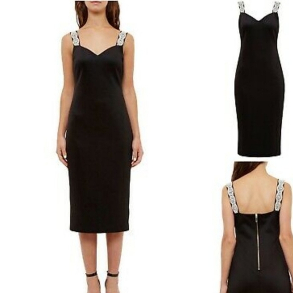 Dresses & Skirts - NWT Ted Baker London Mally Black Embellished Midi Dress Size  US 8 Bodycon